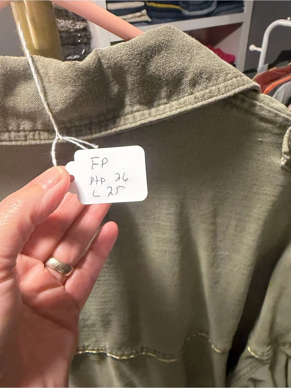 Free People Olive Green Utility Jacket with Oversized Pockets